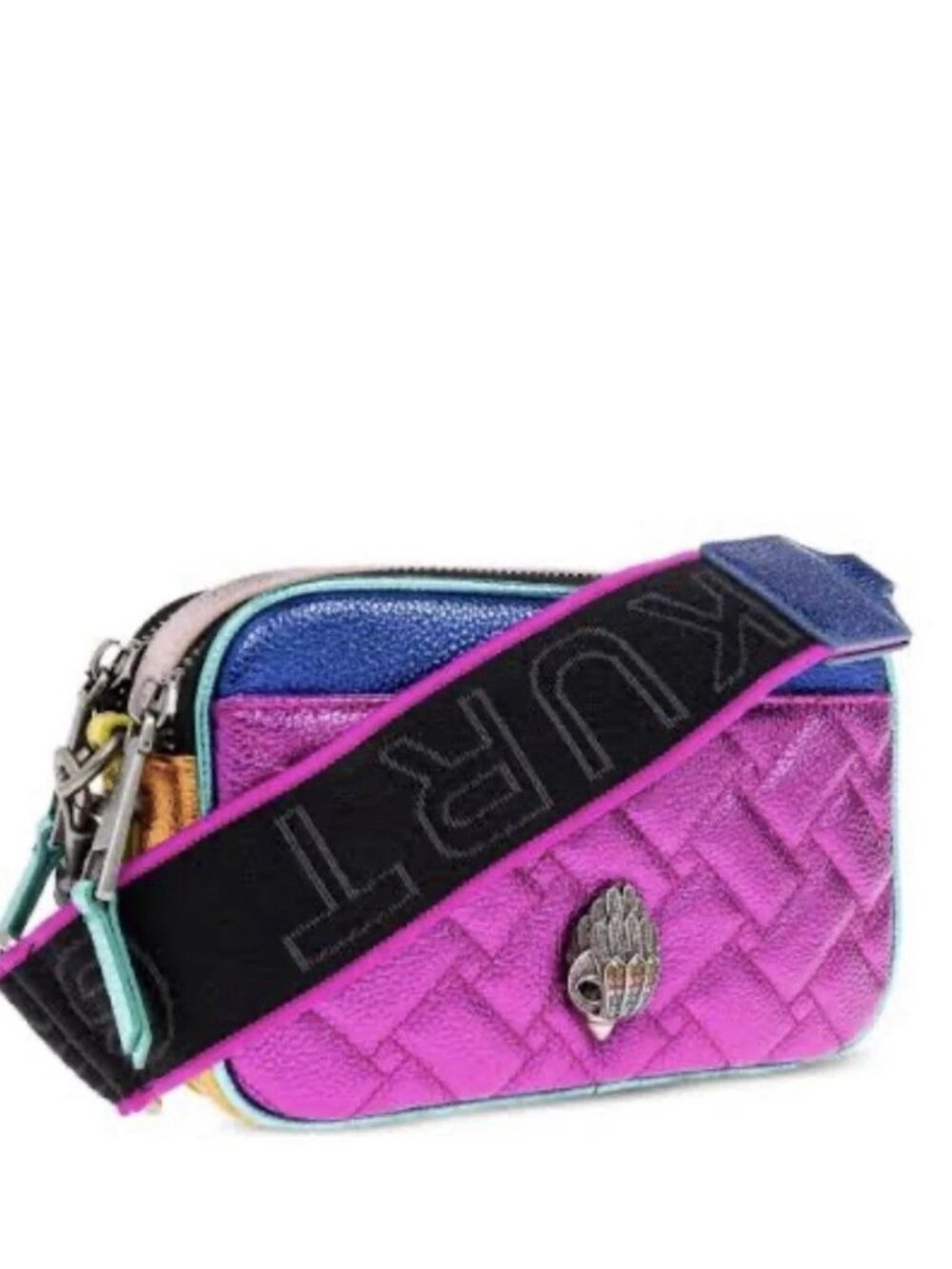 Kurt Geiger Metallic Leather Kensington Camera Structured Crossbody Bag NWT - Picture 7 of 8